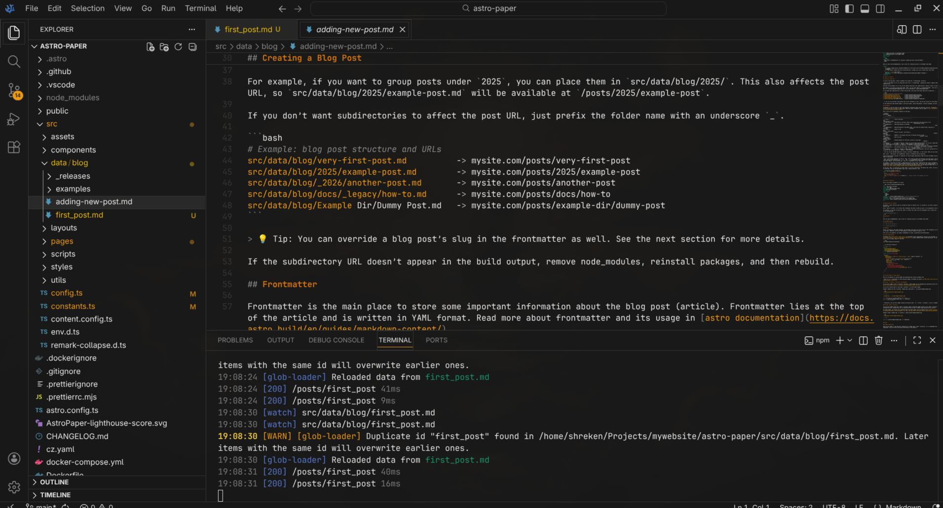 ss of my development environment